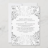 Invitation Bébé blanc et argent Mariage de la respiration (Devant)