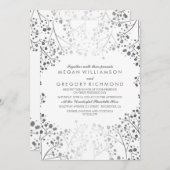 Invitation Bébé blanc et argent Mariage de la respiration (Devant / Derrière)