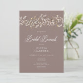 Invitation Bébé blanc rustique haleine Brunch nuptial Brown (Debout devant)
