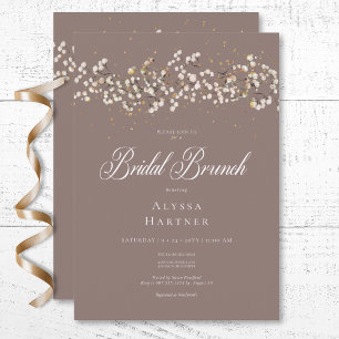 Invitation Bébé blanc rustique haleine Brunch nuptial Brown