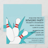 Invitation Bébé bleu 7-10 Split Bowling fête d'anniversaire (Devant / Derrière)