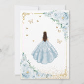 Invitation Bébé bleu aquarelle Rose or Quinceanera (Dos)