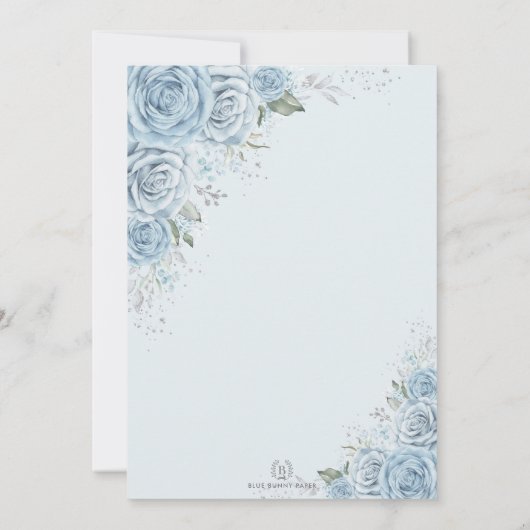 Invitation Bébé Bleu Argent Quinceañera Papillon géométrique (Dos)