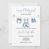 Invitation Bébé bleu Baby shower fille (Devant)