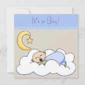 Invitation Bébé bleu beige Baby shower Cloud (Devant)