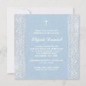 Invitation Bébé Bleu Blanc Boy Photo Baptême Baptême Baptême  (Dos)