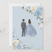 Invitation Bébé Bleu Blanc Floral Twins Garçon fille Quinceañ (Dos)