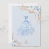 Invitation Bébé Bleu Boho Floral Quinceañera 15e Anniversaire (Dos)