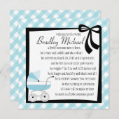 Invitation Bébé bleu Buggy (Devant / Derrière)