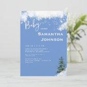 Invitation Bébé bleu c'est froid douche extérieure (Debout devant)