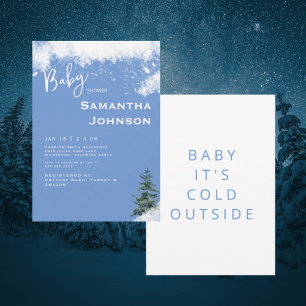 Invitation Bébé bleu c'est froid douche extérieure