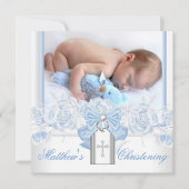 Invitation Bébé Bleu Christening (Devant)