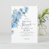 Invitation Bébé bleu clair Fête des mariées végétale (Debout devant)