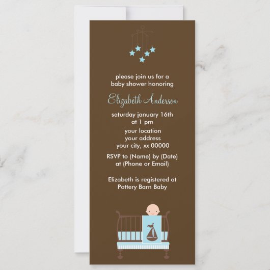 Invitation Bébé bleu dans le Baby shower des bébés (Devant)