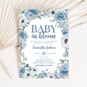 Invitation Bébé bleu dans le Baby shower en fleur