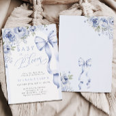 Invitation Bébé bleu dans le Baby shower en fleur