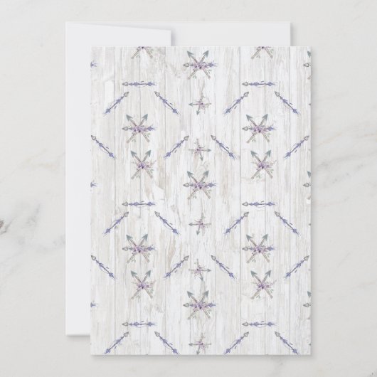 Invitation Bébé Bleu Douche Boho Chic Teepee & Flèches (Dos)