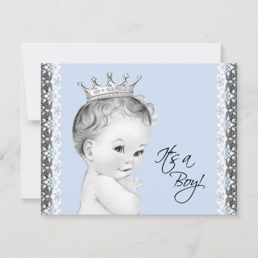 Invitation Bébé Bleu Doux Petit Baby shower Prince (Devant)