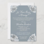 Invitation Bébé Bleu Élégant Arrivée (Devant)