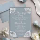 Invitation Bébé Bleu Élégant Arrivée