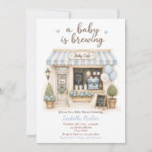 Invitation Bébé Bleu Est une Fête de Bébé Café (Devant)