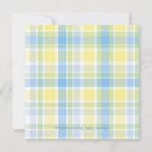 Invitation Bébé bleu et jaune Plaid Douche garçon (Dos)