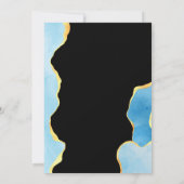 Invitation Bébé Bleu et Or Agate Baby shower garçon (Dos)