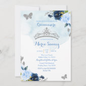 Invitation Bébé bleu et papillon de marine Charra 15e Anos 3 (Devant)