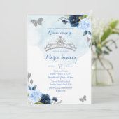 Invitation Bébé bleu et papillon de marine Charra 15e Anos 3 (Debout devant)