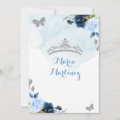 Invitation Bébé bleu et papillon de marine Charra 15e Anos 3 (Dos)