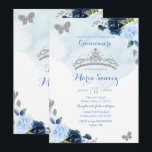 Invitation Bébé bleu et papillon de marine Charra 15e Anos 3<br><div class="desc">Bébé Bleu et Papillon de marine Charra 15e Anos 3 Invitation Mis Quince Anos,  15e Anniversaire, </div>
