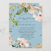 Invitation Bébé bleu et rose Aquarelle Lily Mariage (Devant / Derrière)