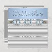 Invitation Bébé Bleu fête d'anniversaire (Devant / Derrière)