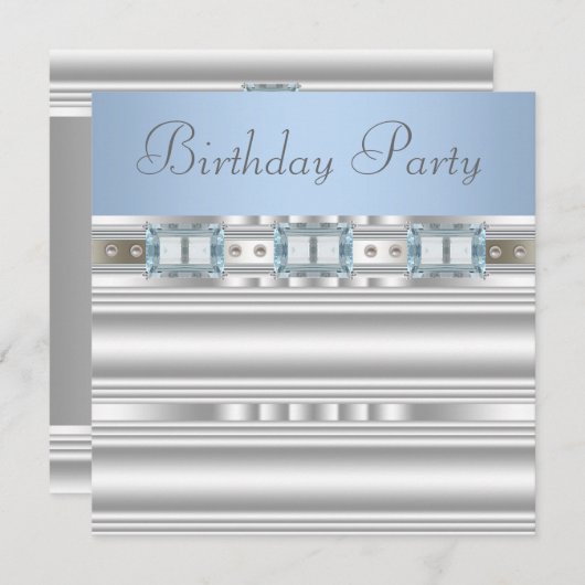 Invitation Bébé Bleu fête d'anniversaire (Devant / Derrière)