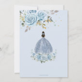 Invitation Bébé Bleu Floral Or Quinceañera Princesse Robe (Dos)