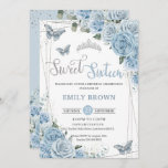 Invitation Bébé Bleu Floral Papillons Sweet sixteen 16e<br><div class="desc">Personnalisez cette belle invitation douce de fête de 16 ans avec son propre libellé facilement et rapidement,  appuyez simplement sur le bouton customiser pour réorganiser et formater le style et le placement du texte. Objets correspondants disponibles en magasin ! c) Le Happy Cat Studio</div>