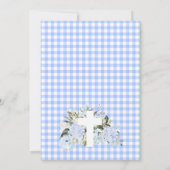 Invitation Bébé Bleu Floral Plaid Cross Baptism (Dos)