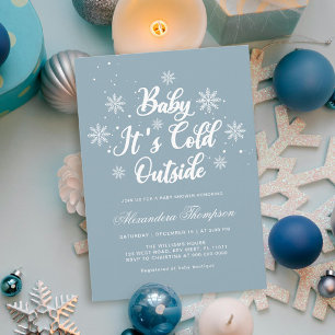 Invitation Bébé bleu Il fait froid à l'extérieur du Baby show