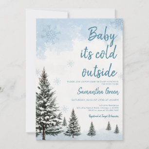 Invitation Bébé bleu Il fait froid dehors Baby shower