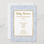 INVITATION BÉBÉ BLEU LACE OR TRIM BABY SHOWER ÉLÉGANT (Devant)