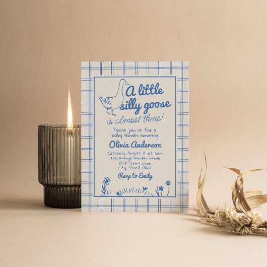 Invitation Bébé Bleu Mains Garçon Tirée Baby shower d'oie soi