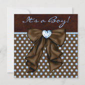 Invitation Bébé Bleu Marron Bébé Garçon Shower (Devant)