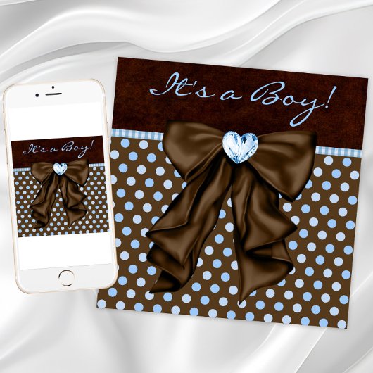 Invitation Bébé Bleu Marron Bébé Garçon Shower
