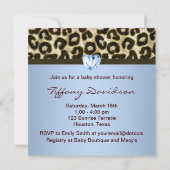 Invitation Bébé Bleu Marron Léopard Bébé Garçon Shower (Dos)