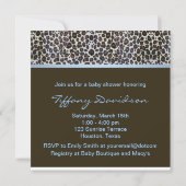 Invitation Bébé Bleu Marron Léopard Bébé Garçon Shower (Dos)