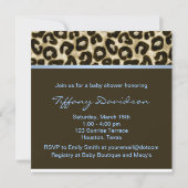 Invitation Bébé Bleu Marron Léopard Bébé Garçon Shower (Dos)