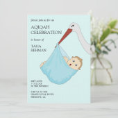 Invitation Bébé bleu mignon garçon Aqiqah (Debout devant)