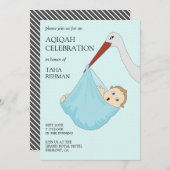 Invitation Bébé bleu mignon garçon Aqiqah (Devant / Derrière)