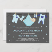 Invitation Bébé bleu mignon garçon Aqiqah (Devant)