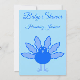 Invitation Bébé bleu mignon garçon Thanksgiving Turquie Baby